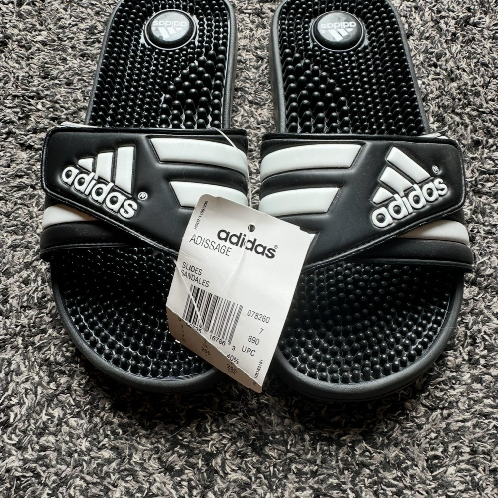 Adidas Black and White Adissage Slides